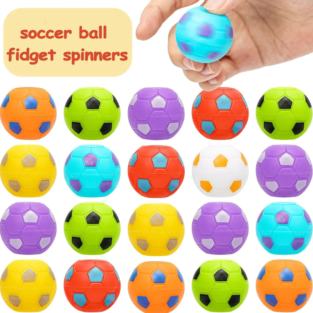 10/100pcs Fidget Spinners Soccer Ball Toy for Kids,Soccer Party Favors Goodie Bag Stuffers,Rotatable Soccer Finger Stress Ball