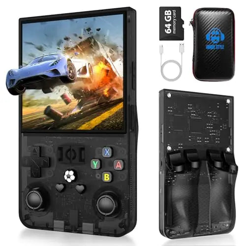 R36MAX Retro Handheld Game Console - 64GB Built-in 18000+ Games, 4.0 Inch IPS Screen, Linux System, 4000mAh Battery, Portable Vi