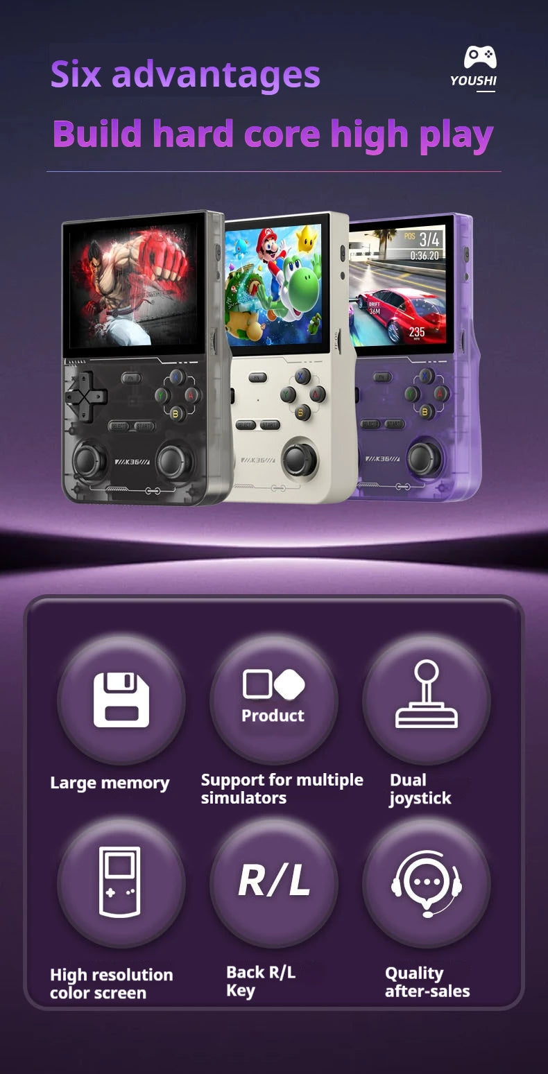 Hot Sale K36 64G Built in 16000+ Games, 3.5-inch Screen Linux System Portable Retro Game Console Pocket Video Player