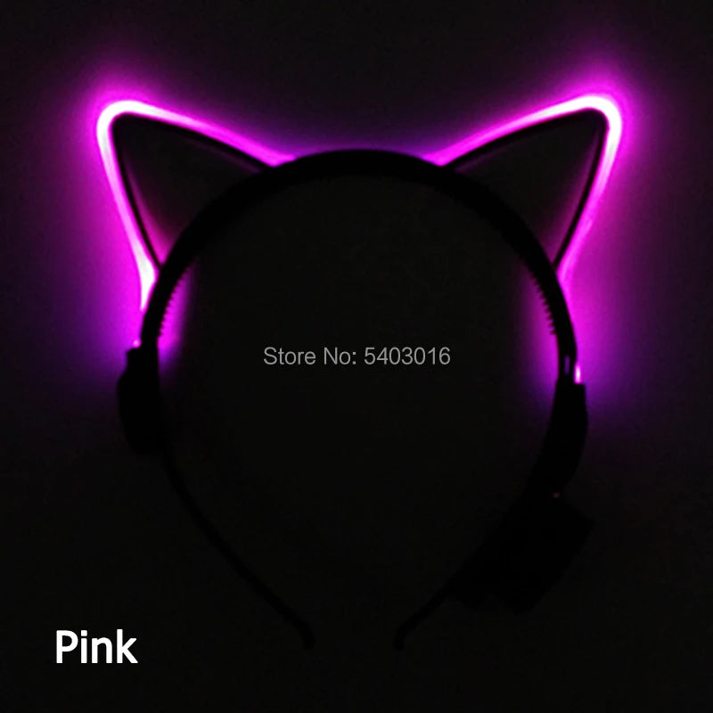 NEW LED Light up Headwear 6 Lighting colors Cat Ear LED Flashing Headband LED Headband Rave Women Girls Glow Party Supplies