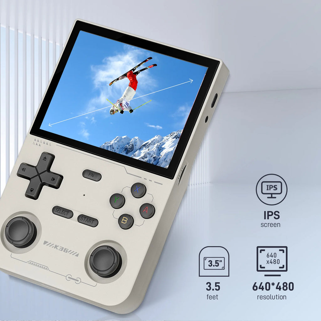 GAMINJA K36 Handheld Game Console 3.5Inch IPS 640x480 Screen Built in 64GB Simulator Games Games Portable Handheld Game Console