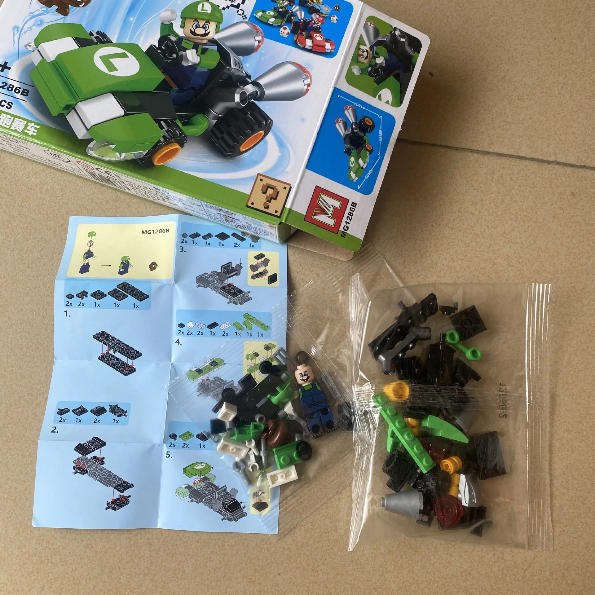 Super Mario Bros Building Block Karting Luigi Bowser Princess Peach Yoshi Toad Figure Toys Pull Back Car Game Doll Kids Gifts