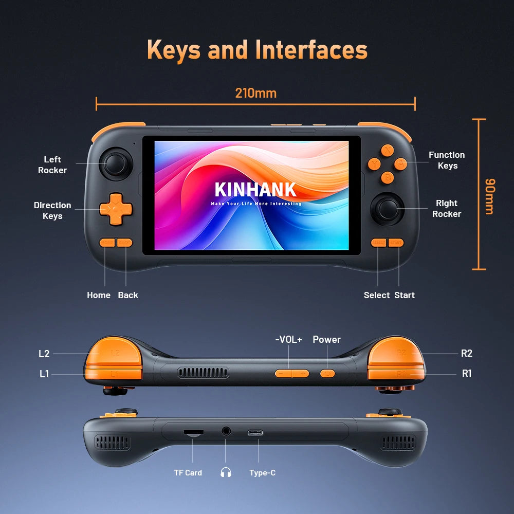 Kinhank Super console K56 Android 14 Handheld Game Console 5.5 inch Touch Screen 5000mAh With 50+ Emulators For DC/MAME/SS/PSP