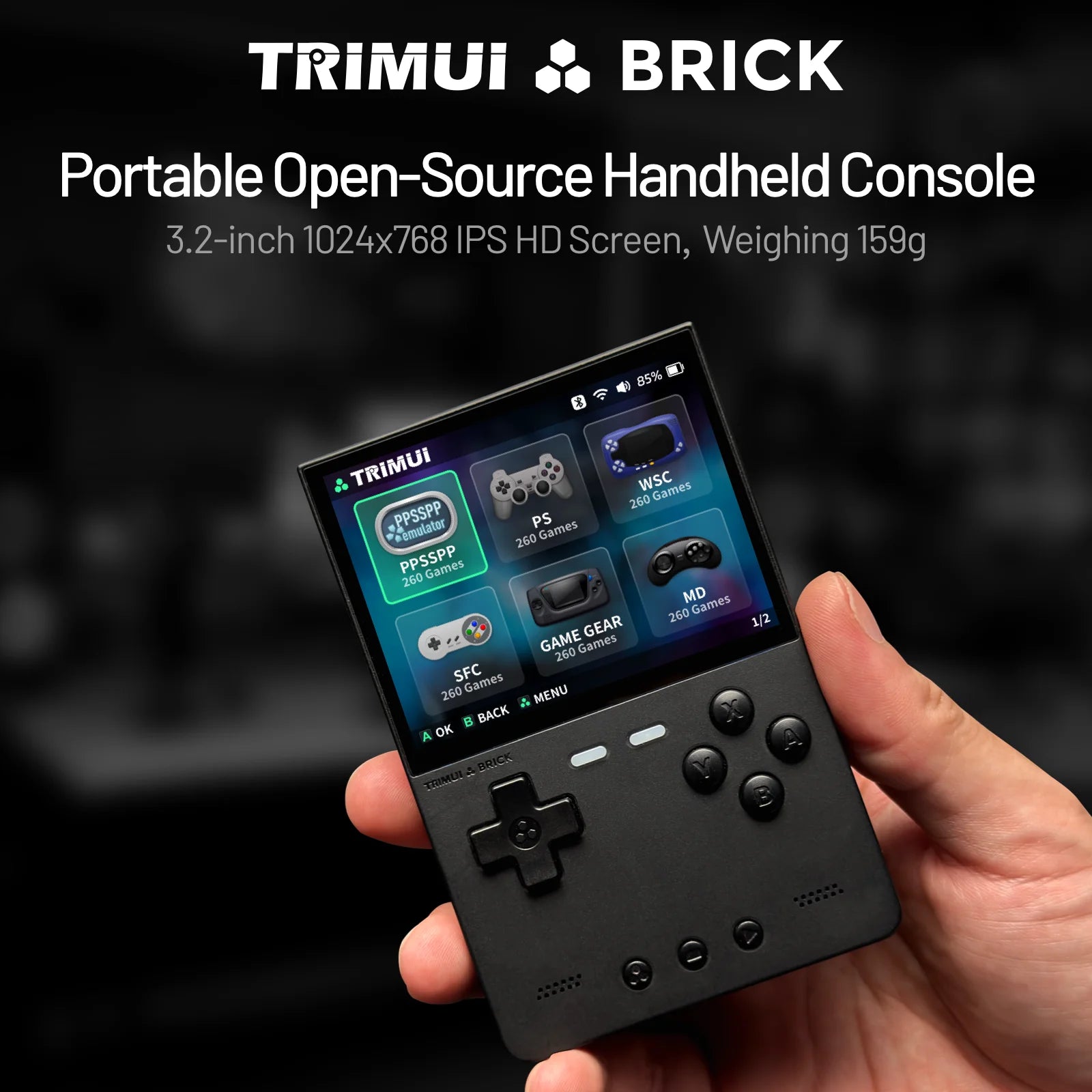 TRIMUI BRICK Handheld Game Console 3.2'' IPS Screen Linux System Portable Game Console 400PPI IPS Screen 3000mAh Game Player