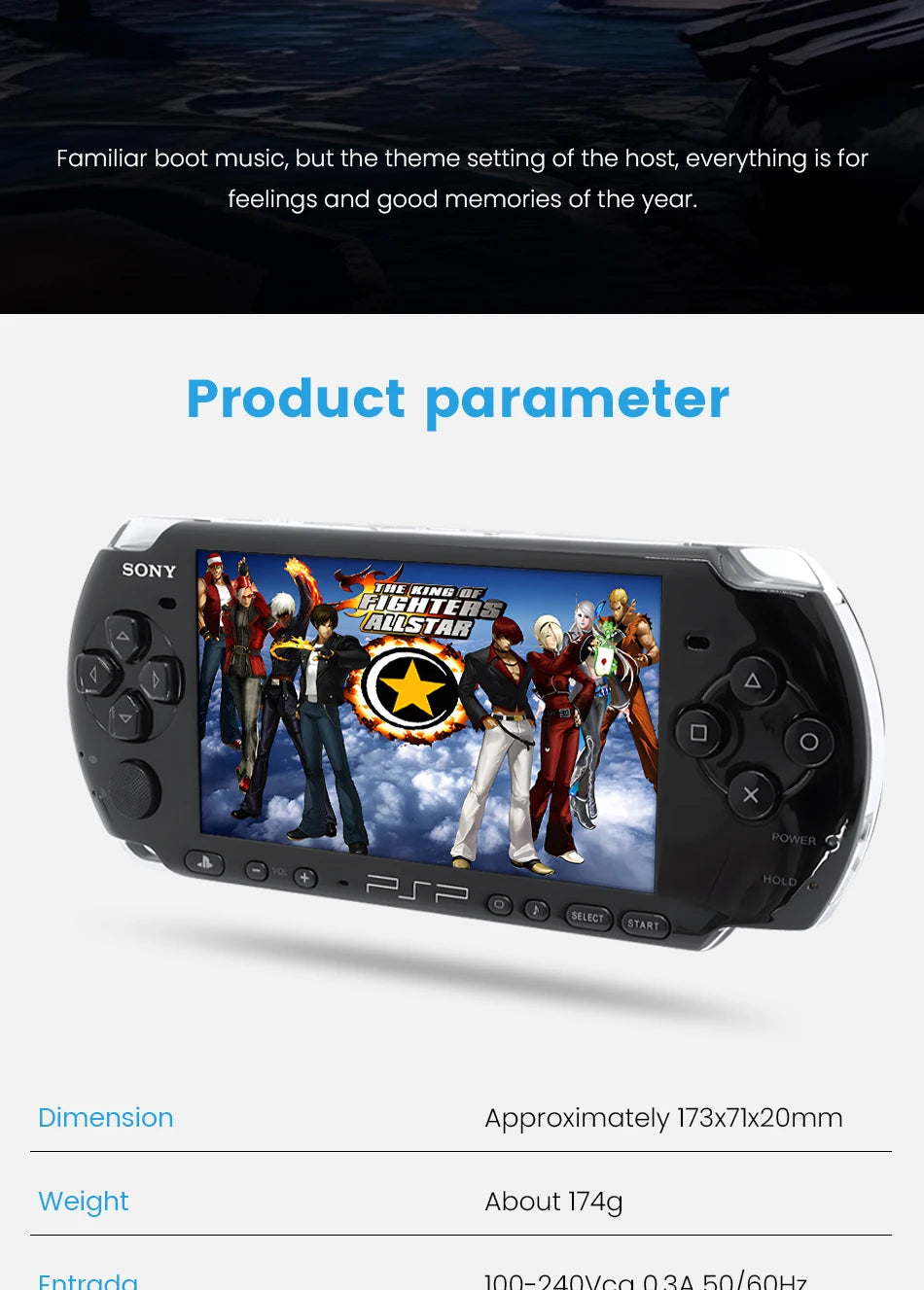 100% Original Sony psp 3000 (PSP-3006) PIANO BLACK PSP3000 Game Console PlayStation Handheld GBA Arcade Game Console (Gift Game)