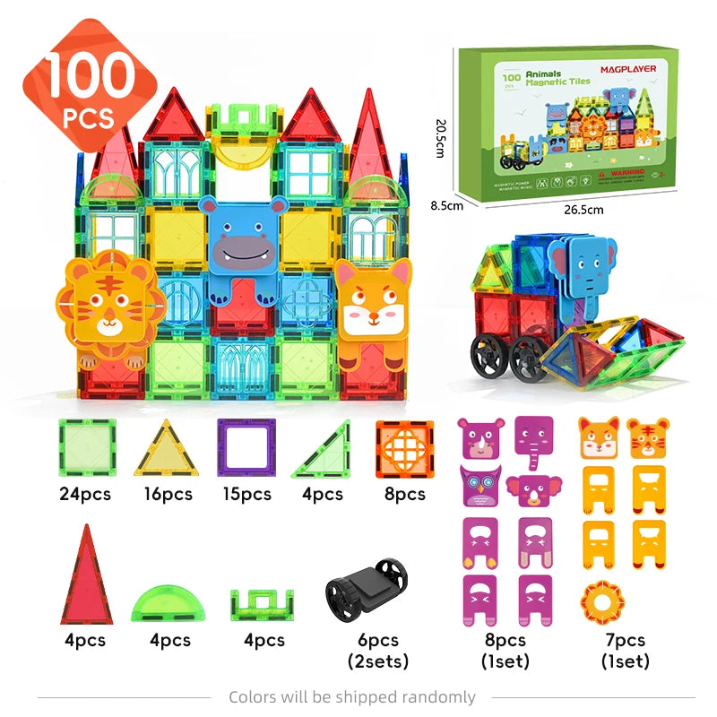 Magplayer Magnetic Building Blocks Construction Set Game Magnet Tiles Children Montessori Educational Toys For Kid Boy Girl Gift