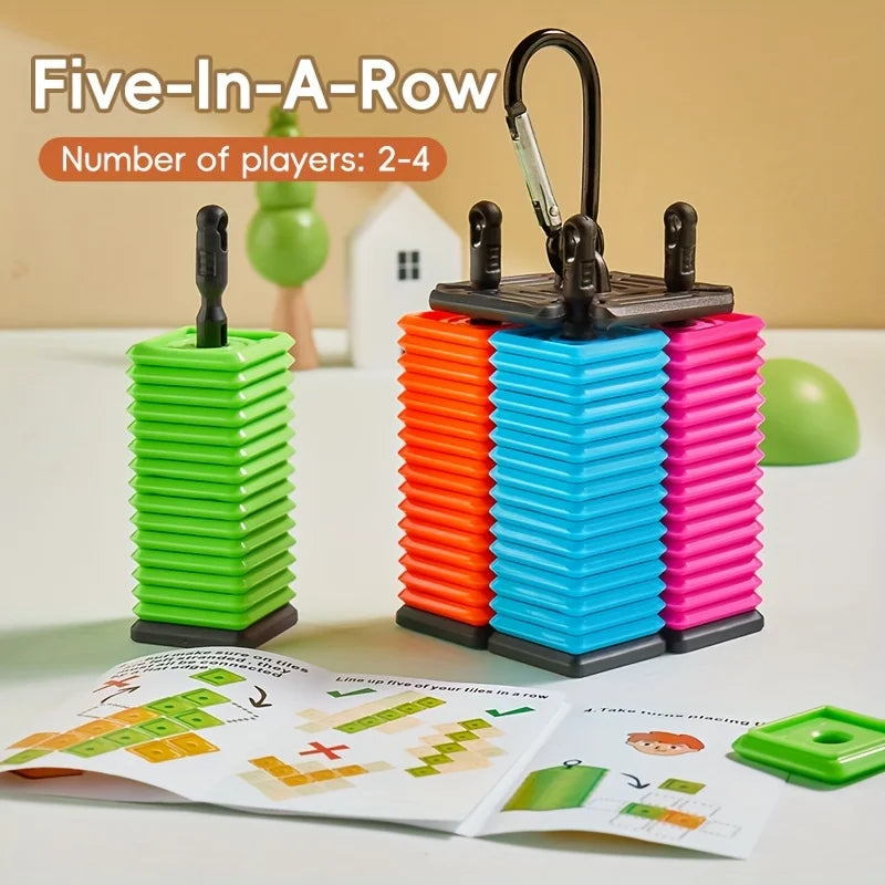 Interactive Desktop Strategy Game with Colorful Pieces, Strategy Board Gam Portable Five-in-a-Row Game for Kids and Adults