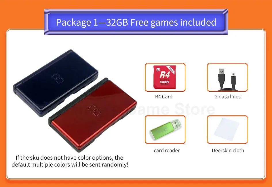 Original For Nintend DS Lite Game Console For Nntendo DSL Palm game With Game card and 32GB/64GB/128GB memory card/Mini ultra