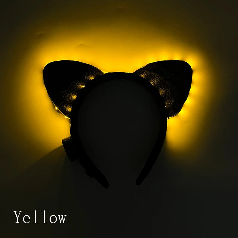 NEW LED Light up Headwear 6 Lighting colors Cat Ear LED Flashing Headband LED Headband Rave Women Girls Glow Party Supplies