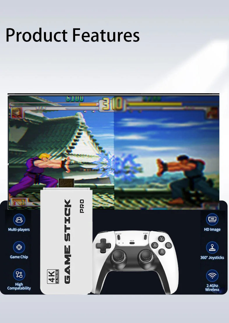 4K TV Game Stick M15 Video Game Console Built-in 40000+/50000 Games 128G Handheld Game Player Wireless Controller Retro Gamepad