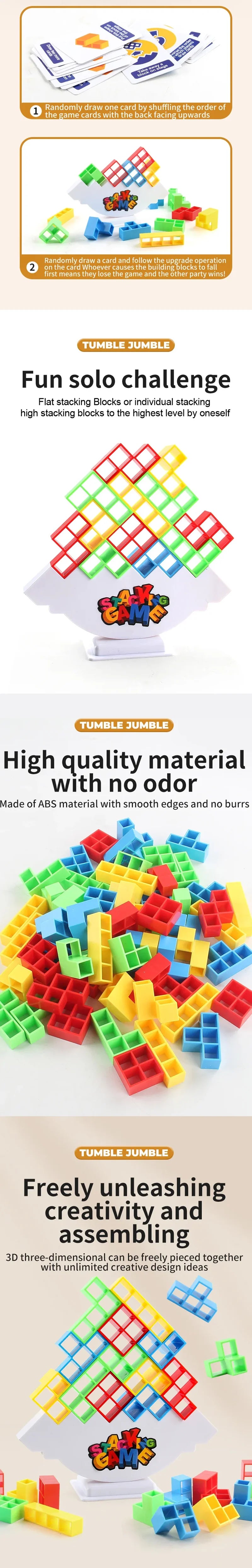 48-64PCS Balances Stacking Board Games Kids Adults Tower Block Toys For Family Parties Travel Games Kid Desktop Party Toy Gifts
