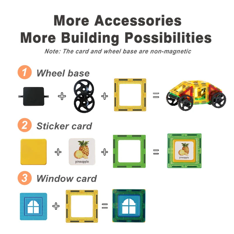 Magplayer Magnetic Building Blocks Construction Set Game Magnet Tiles Children Montessori Educational Toys For Kid Boy Girl Gift
