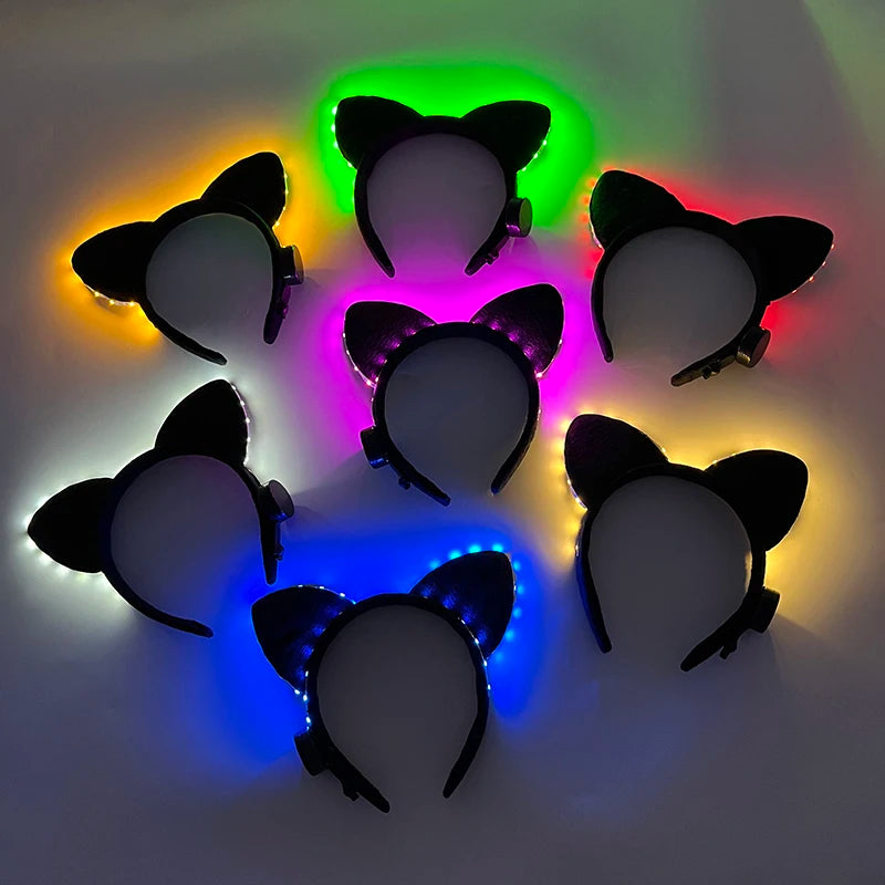 NEW LED Light up Headwear 6 Lighting colors Cat Ear LED Flashing Headband LED Headband Rave Women Girls Glow Party Supplies