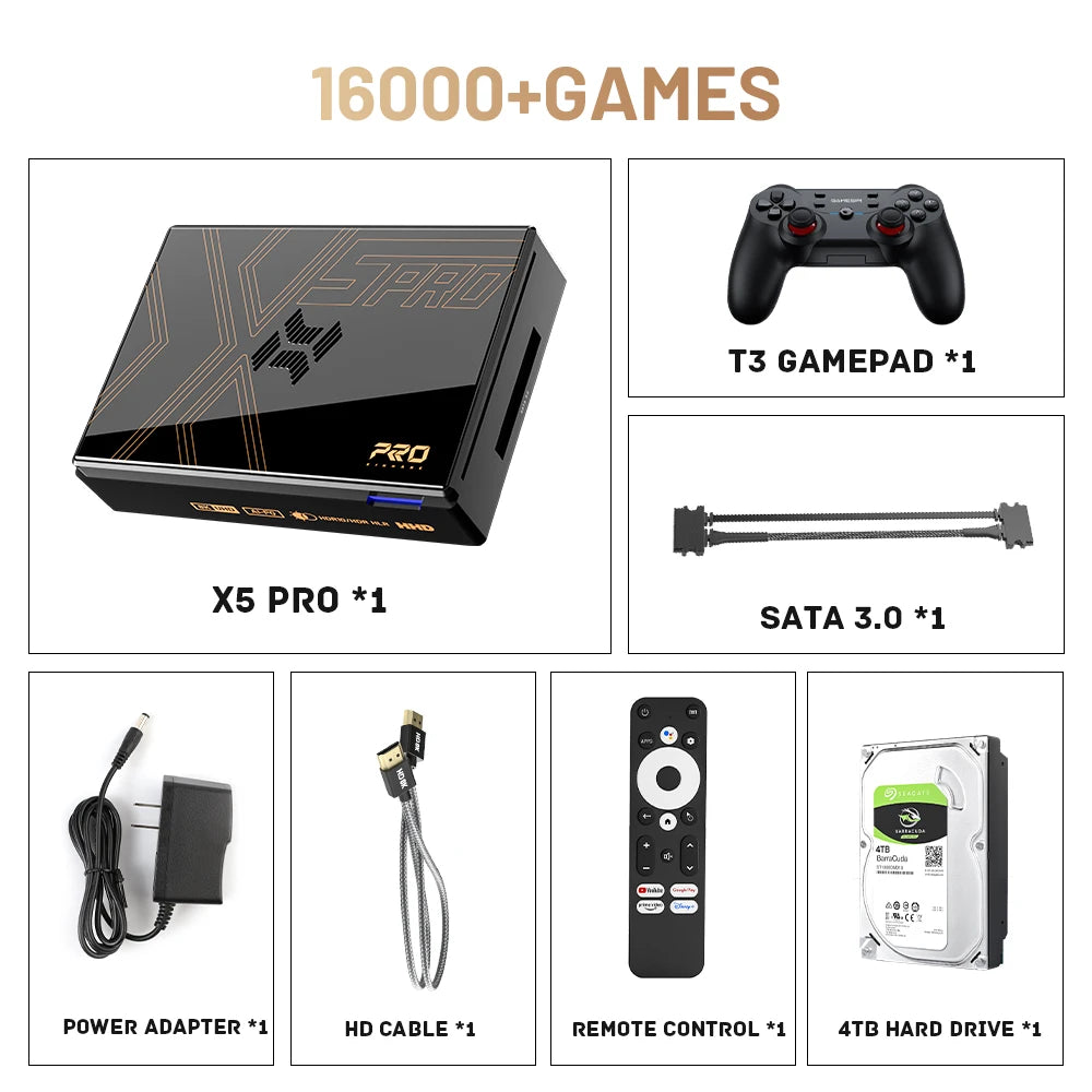 Kinhank Super Console X5 PRO Retro Video Game Consoles Plug and Play 4T with 16000 Games for PS2/WII/SS/DC/N64 Android 12 TV Box