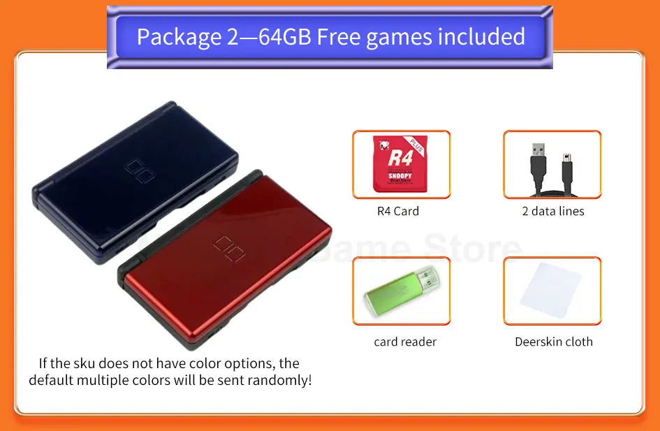 Original For Nintend DS Lite Game Console For Nntendo DSL Palm game With Game card and 32GB/64GB/128GB memory card/Mini ultra