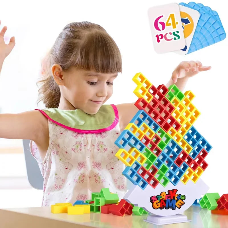 48-64PCS Balances Stacking Board Games Kids Adults Tower Block Toys For Family Parties Travel Games Kid Desktop Party Toy Gifts