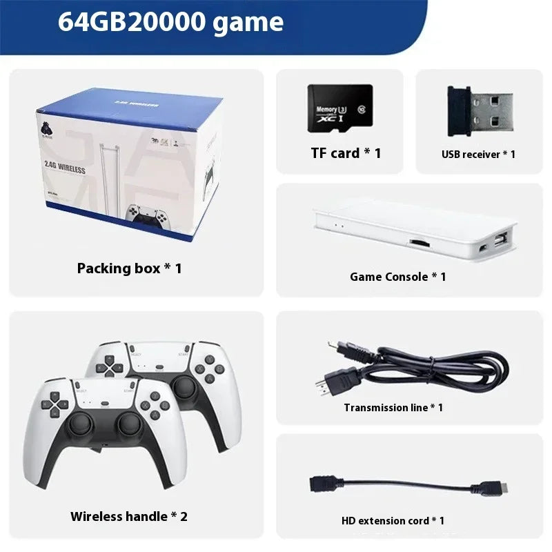 M15 Retro Video Game Console Dual Wireless Gamepad Controller Game Stick 64G 4K 20000 Classical Games Retro Game HD Output
