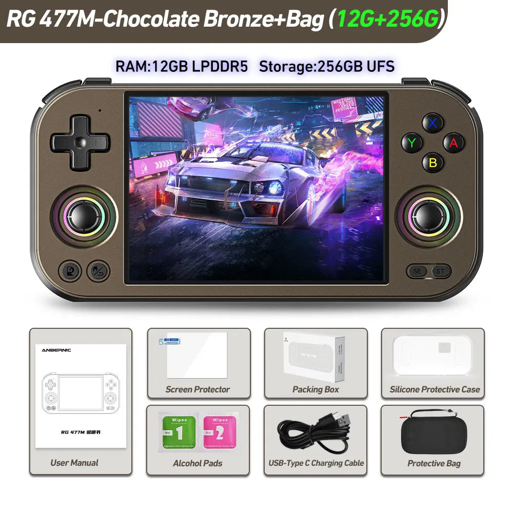 ANBERNIC RG 477M Retro Game Console Android 14 Dimensity 8300 Game Player 4.7-inch LTPS In-Cell Display RGB Hall Joystick RG477M