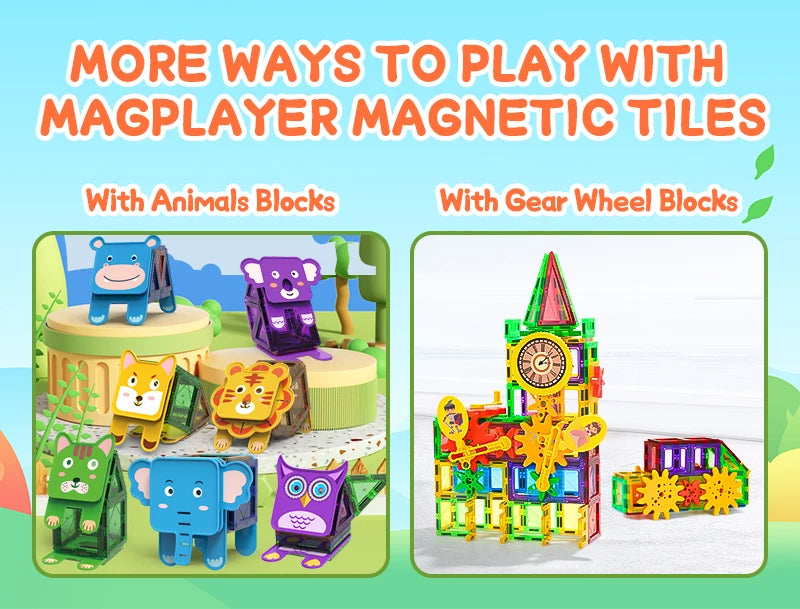 Magplayer Magnetic Building Blocks Construction Set Game Magnet Tiles Children Montessori Educational Toys For Kid Boy Girl Gift