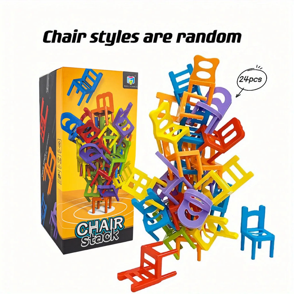 24-42pc folding chair stack children's puzzle toy parent-child interactive game for kids chair stack party juego tabletop games