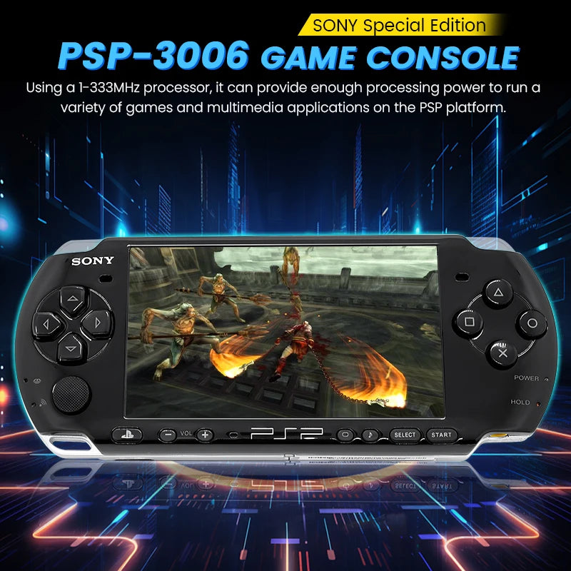 100% Original Sony psp 3000 (PSP-3006) PIANO BLACK PSP3000 Game Console PlayStation Handheld GBA Arcade Game Console (Gift Game)