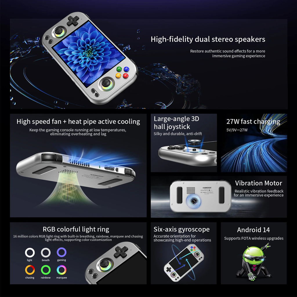 ANBERNIC RG 477M Retro Game Console Android 14 Dimensity 8300 Game Player 4.7-inch LTPS In-Cell Display RGB Hall Joystick RG477M
