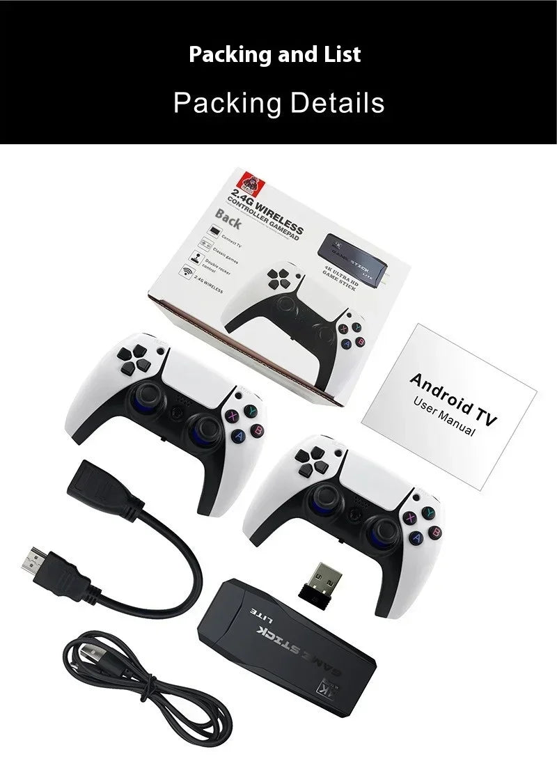 M15 Retro Video Game Console Dual Wireless Gamepad Controller Game Stick 64G 4K 20000 Classical Games Retro Game HD Output