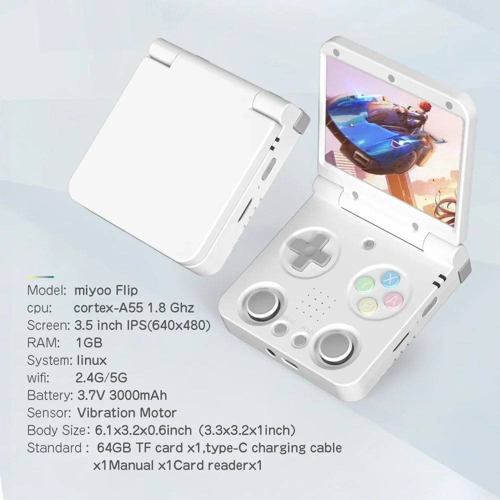MIYOO Flip V2 Handheld Game Players 3.5''IPS Screen Linux System Onion OS Video Game Consoles Free Storage Bag Gamer Gift Gaming