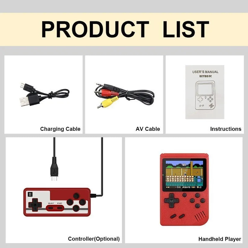 3.0 Inch Retro Portable Mini Handheld Game Player 8 Bit Video Game Console Built-in 500 Games Gameboy For Kid Gift
