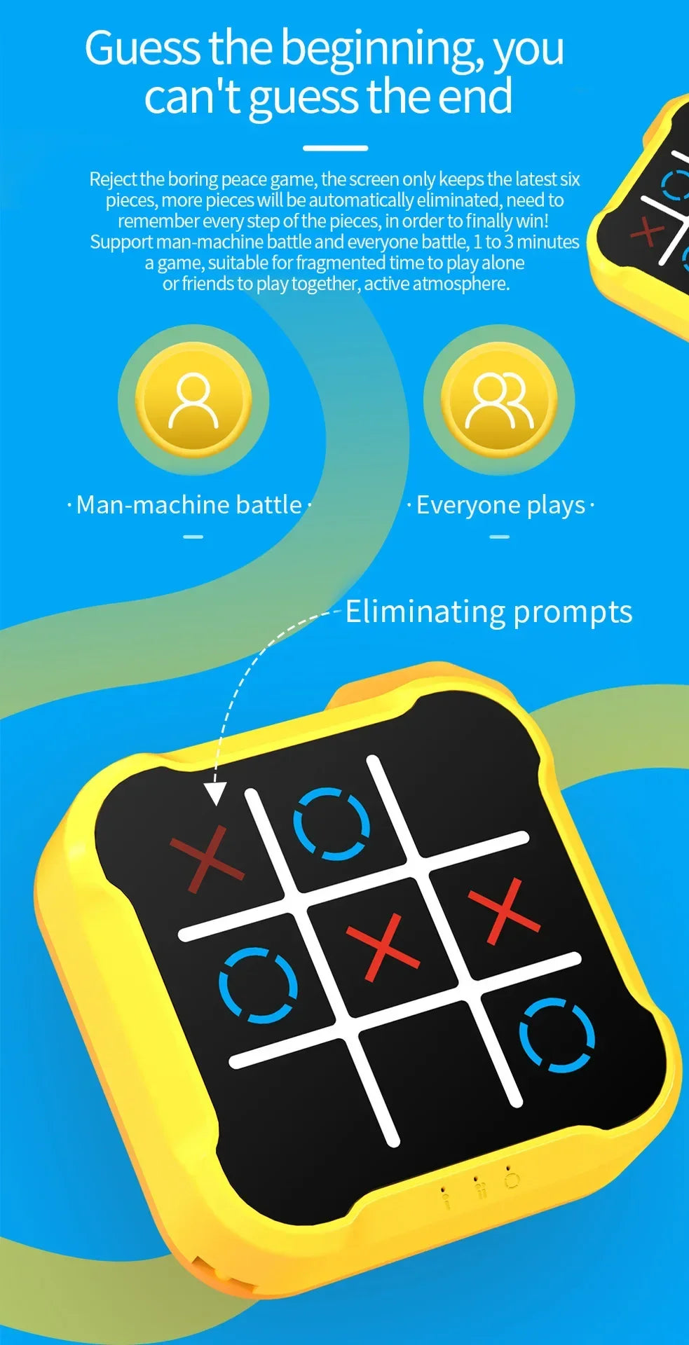3 in 1 Tic Tac Toe Board Game Children Electronic Toy Gifts Crosses Game Memory Training Portable Travel Games for Kids Adult