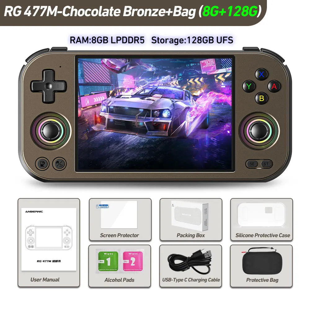 ANBERNIC RG 477M Retro Game Console Android 14 Dimensity 8300 Game Player 4.7-inch LTPS In-Cell Display RGB Hall Joystick RG477M