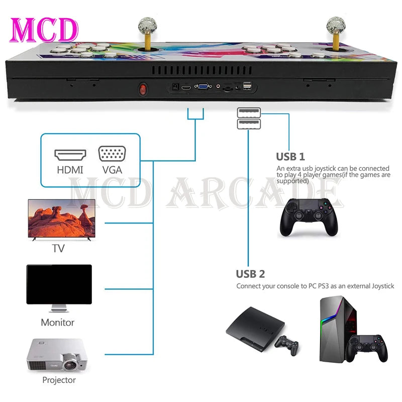 Retro Arcade 3D Pandora's Box EX WIFI8000 10888 in 1 Save Function Multiplayer Support Add Game 4 Players for Gaming Cabinet