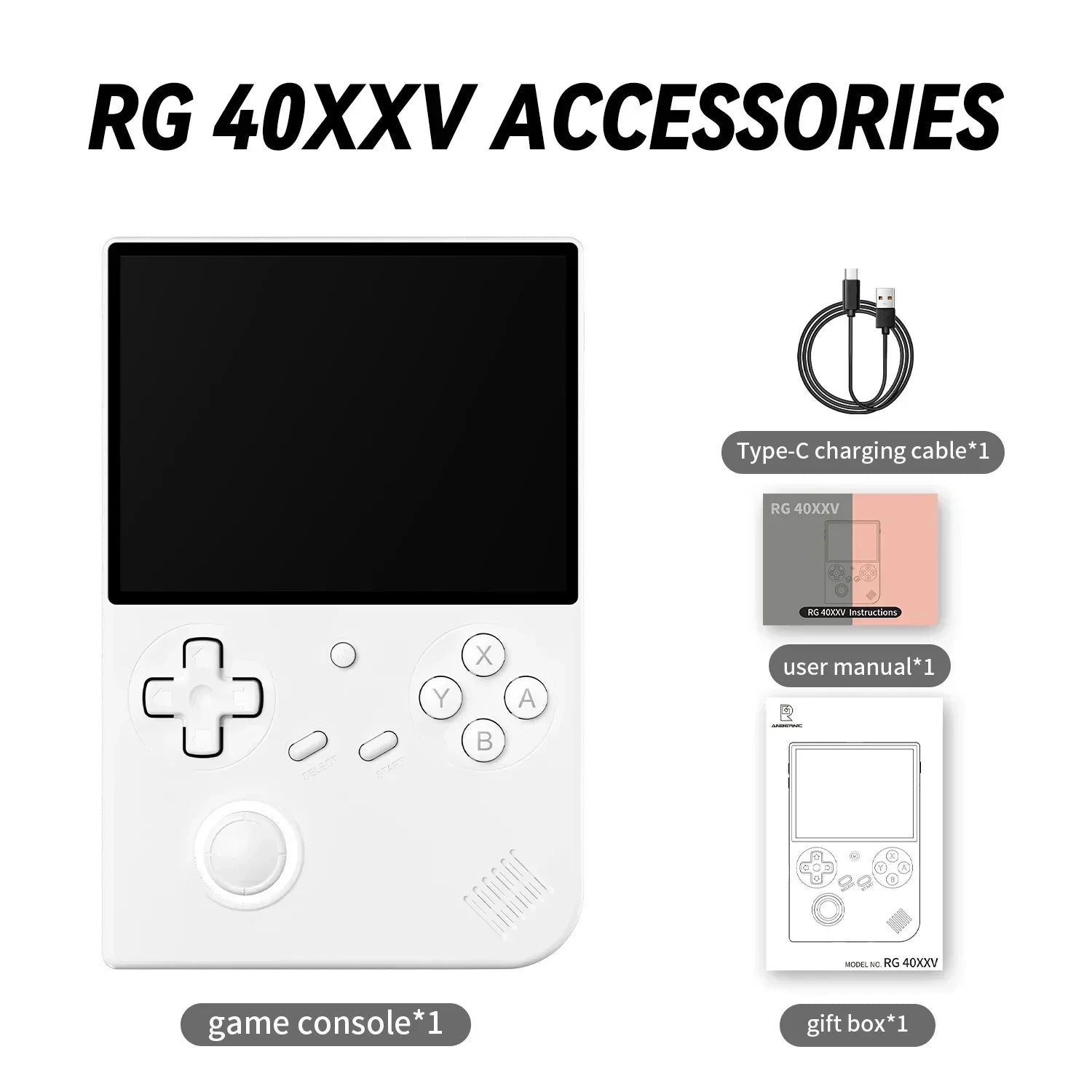 ANBERNIC RG40XXV Handheld Game Console 4'' IPS Screen Video Output Joystick RGB lighting Effect Streaming RG 40XXV E-book Player