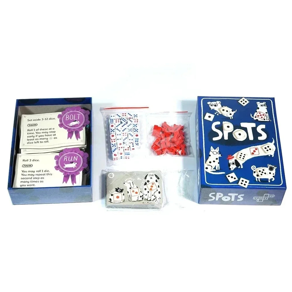 Spots - A Game About Rolling Dice To Boost Your Luck And The Dog Board Game English Cards Games Family Interactive Games