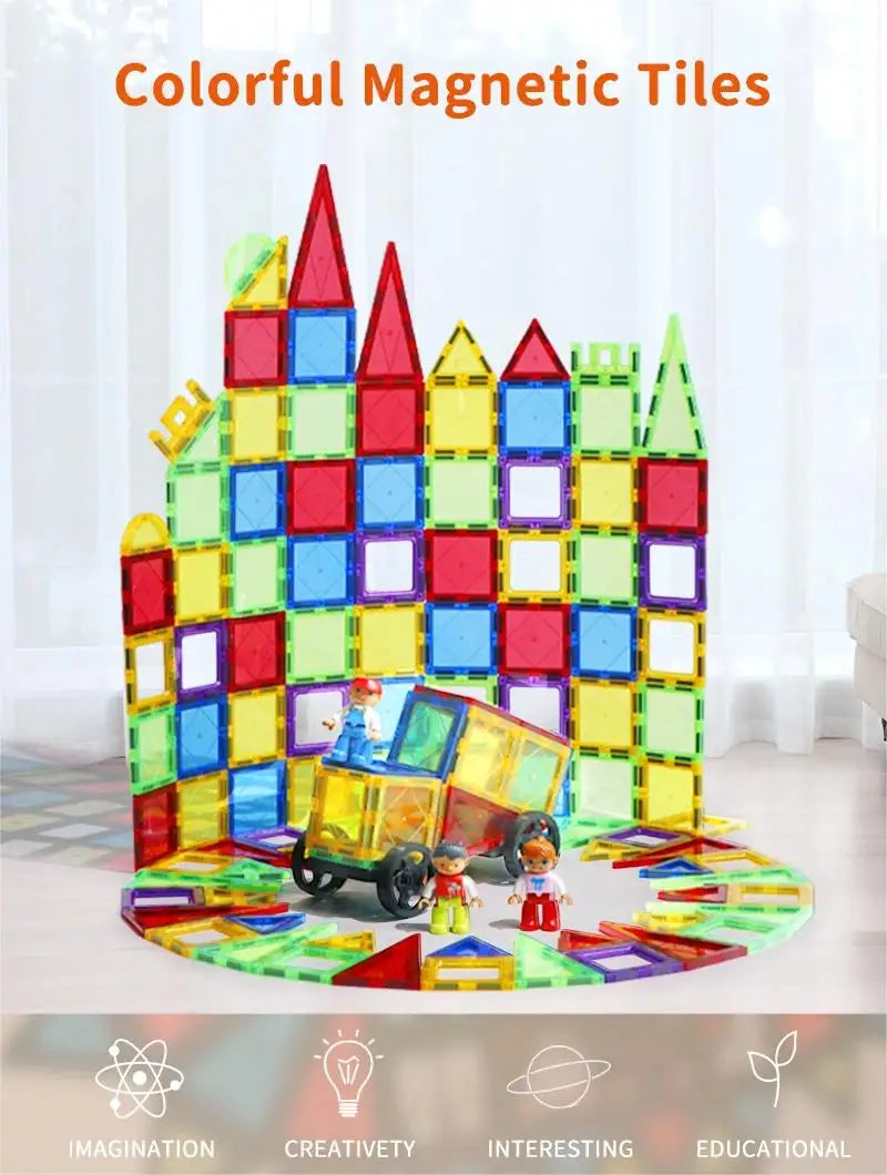Magplayer Magnetic Building Blocks Construction Set Game Magnet Tiles Children Montessori Educational Toys For Kid Boy Girl Gift