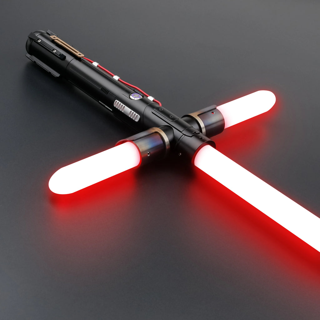 TXQSABER Kylo Ren SE Crossguard NeoPixel Lightsaber with 2 Side Blades Metal Hilt Heavy dueling Collection Laser Sword Jedi Toys