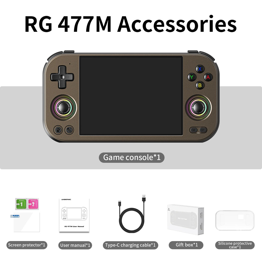 ANBERNIC RG 477M Retro Game Console Android 14 Dimensity 8300 Game Player 4.7-inch LTPS In-Cell Display RGB Hall Joystick RG477M
