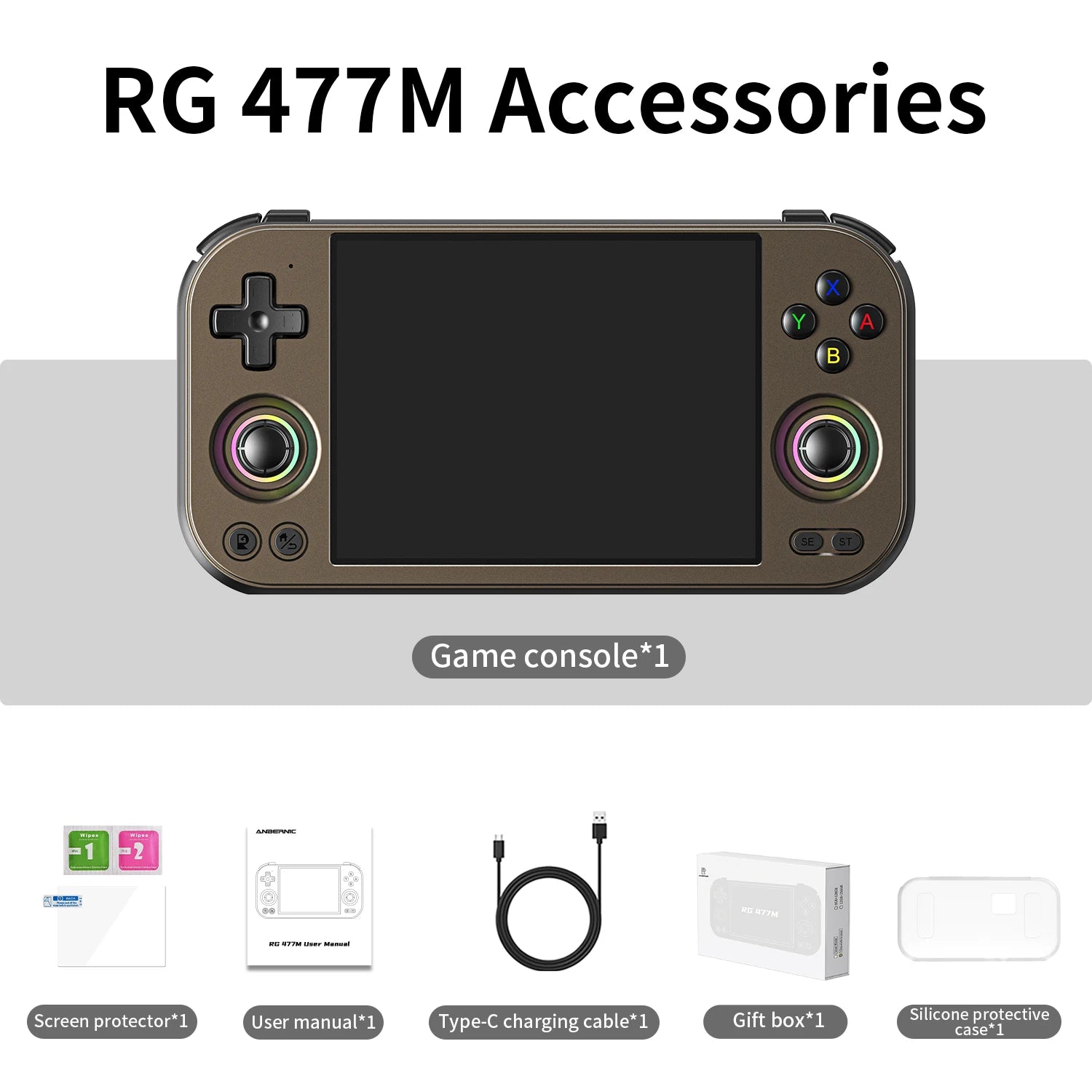 ANBERNIC RG 477M Retro Game Console Android 14 Dimensity 8300 Game Player 4.7-inch LTPS In-Cell Display RGB Hall Joystick RG477M