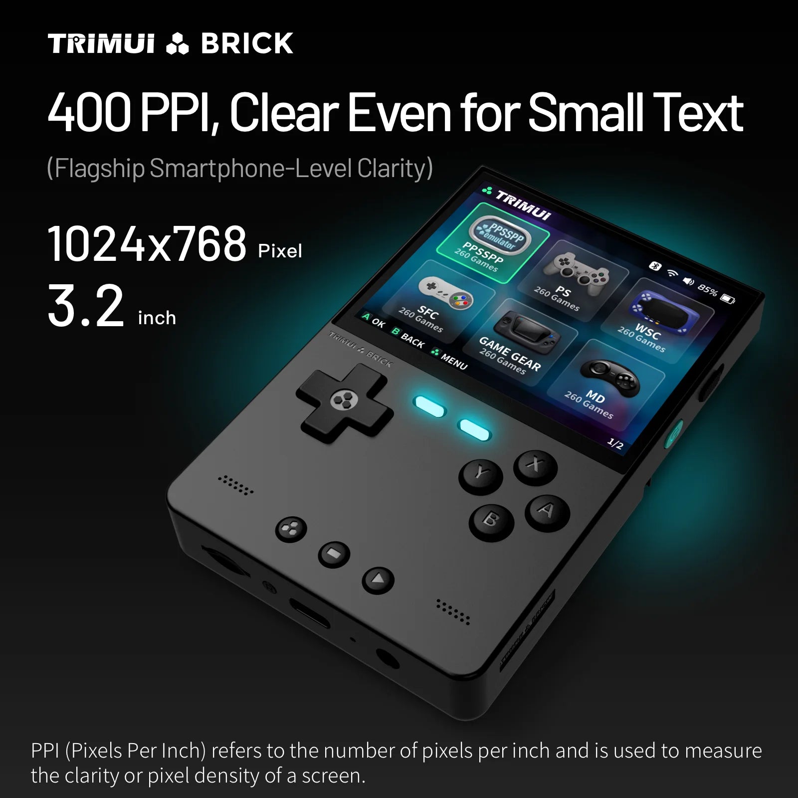 TRIMUI BRICK Handheld Game Console 3.2'' IPS Screen Linux System Portable Game Console 400PPI IPS Screen 3000mAh Game Player