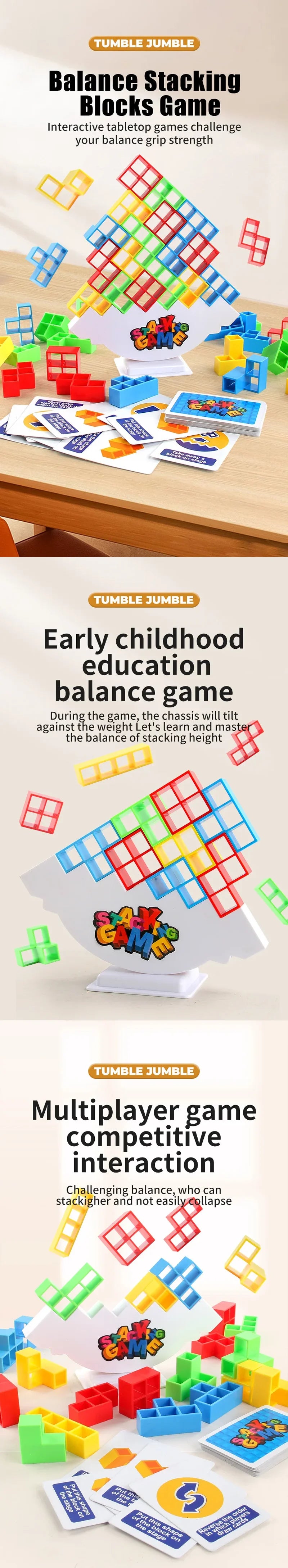 48-64PCS Balances Stacking Board Games Kids Adults Tower Block Toys For Family Parties Travel Games Kid Desktop Party Toy Gifts