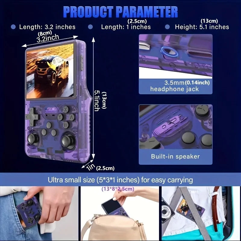 R36S Retro Handheld Video Game Console Linux System 3.5 Inch IPS Screen R35s Pro Portable Pocket Video Player 128GB Games