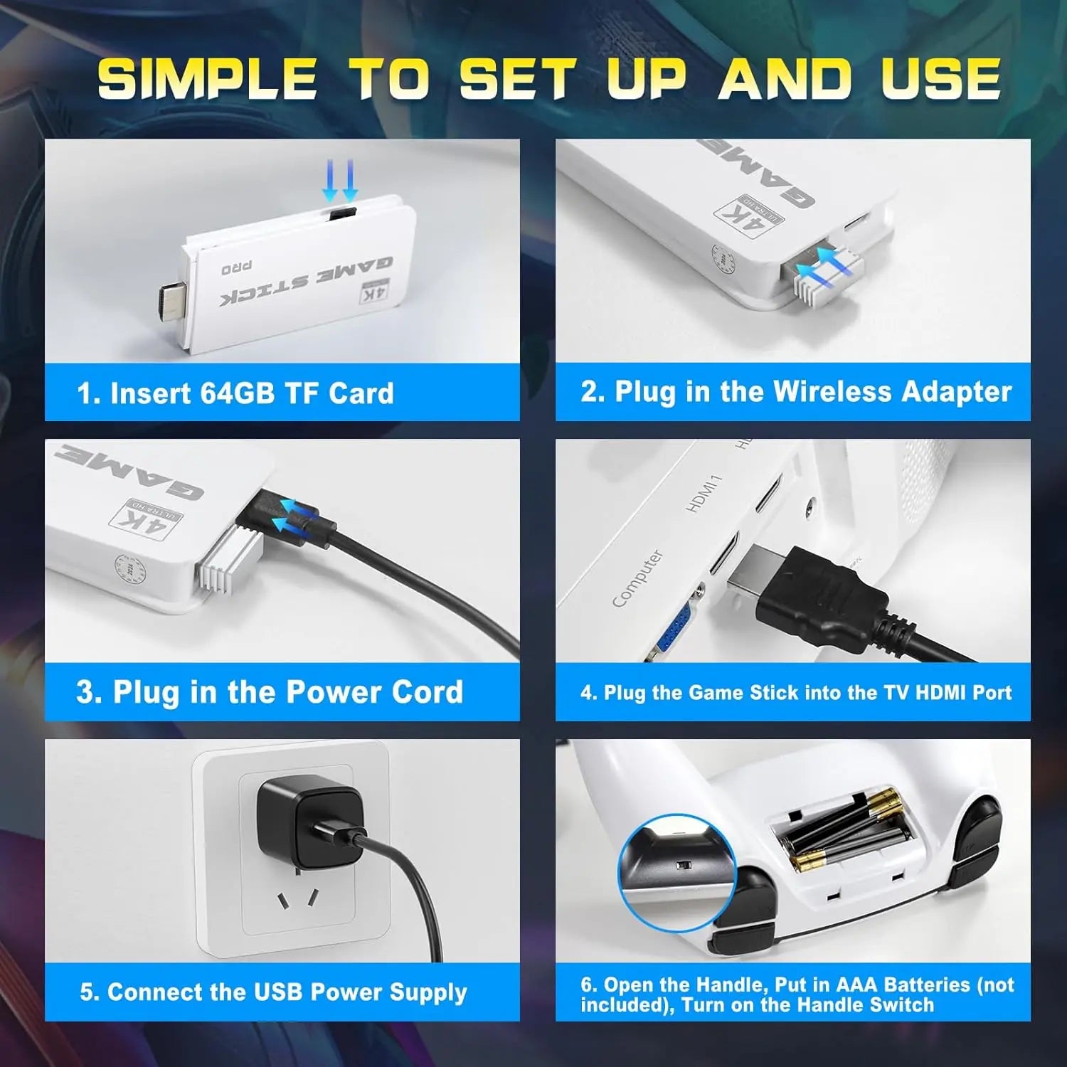 M15 Plus Game Stick 4K Mini Video Game Console 30000+ Games TV Handheld Game Console Dual Gamepads HD Output Retro Games