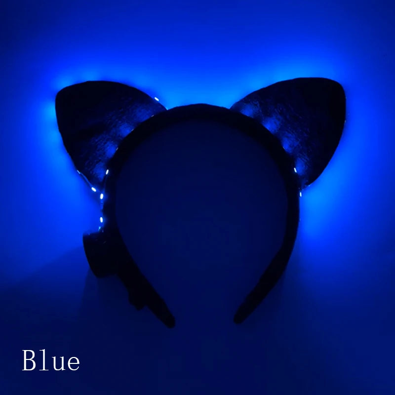 NEW LED Light up Headwear 6 Lighting colors Cat Ear LED Flashing Headband LED Headband Rave Women Girls Glow Party Supplies