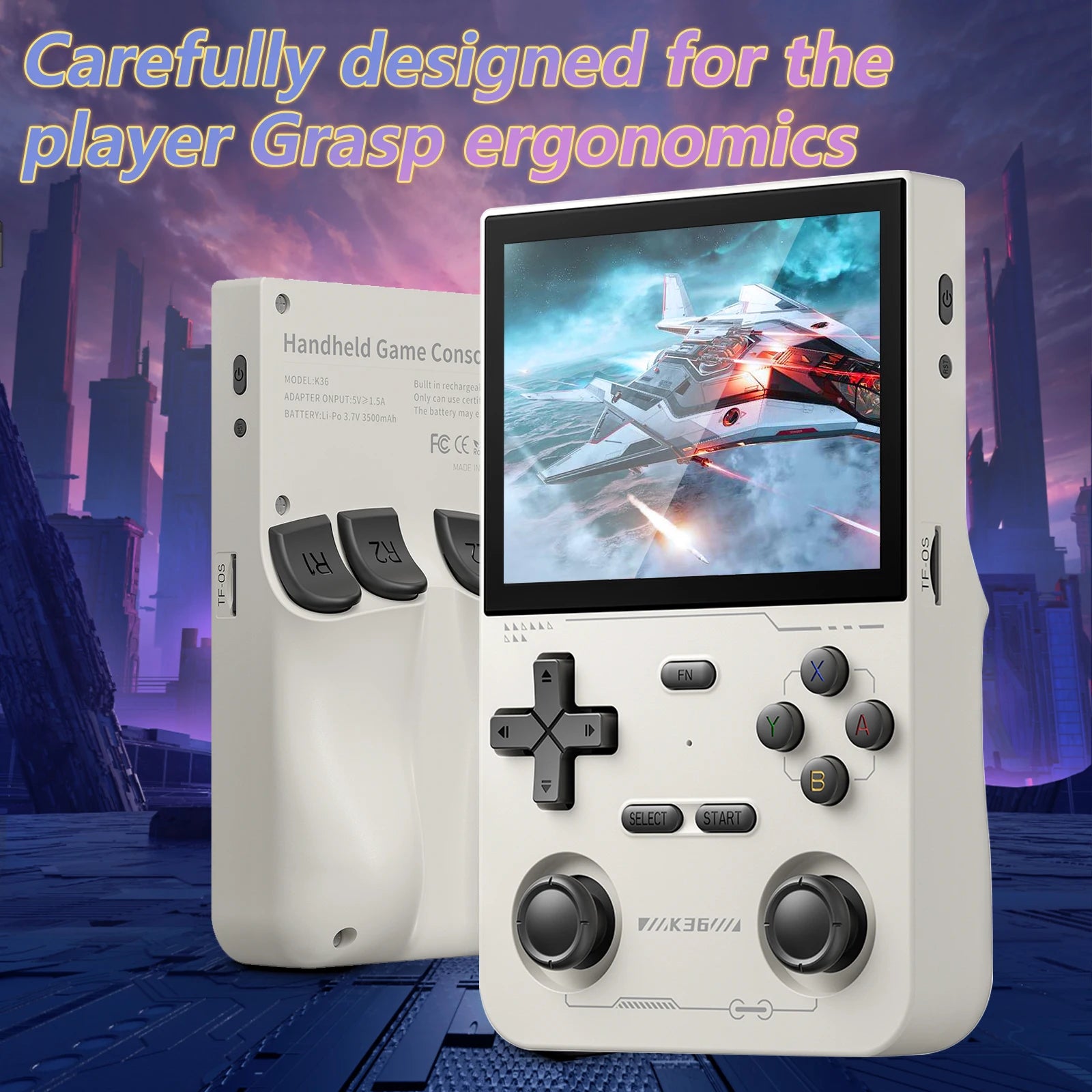 GAMINJA K36 Handheld Game Console 3.5Inch IPS 640x480 Screen Built in 64GB Simulator Games Games Portable Handheld Game Console