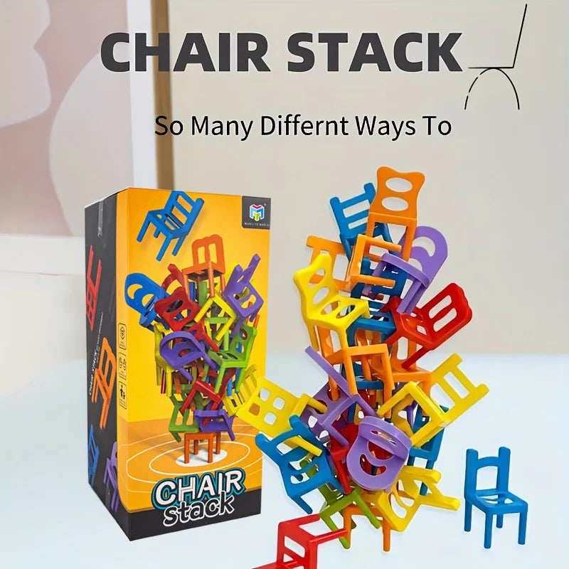 24-42pc folding chair stack children's puzzle toy parent-child interactive game for kids chair stack party juego tabletop games