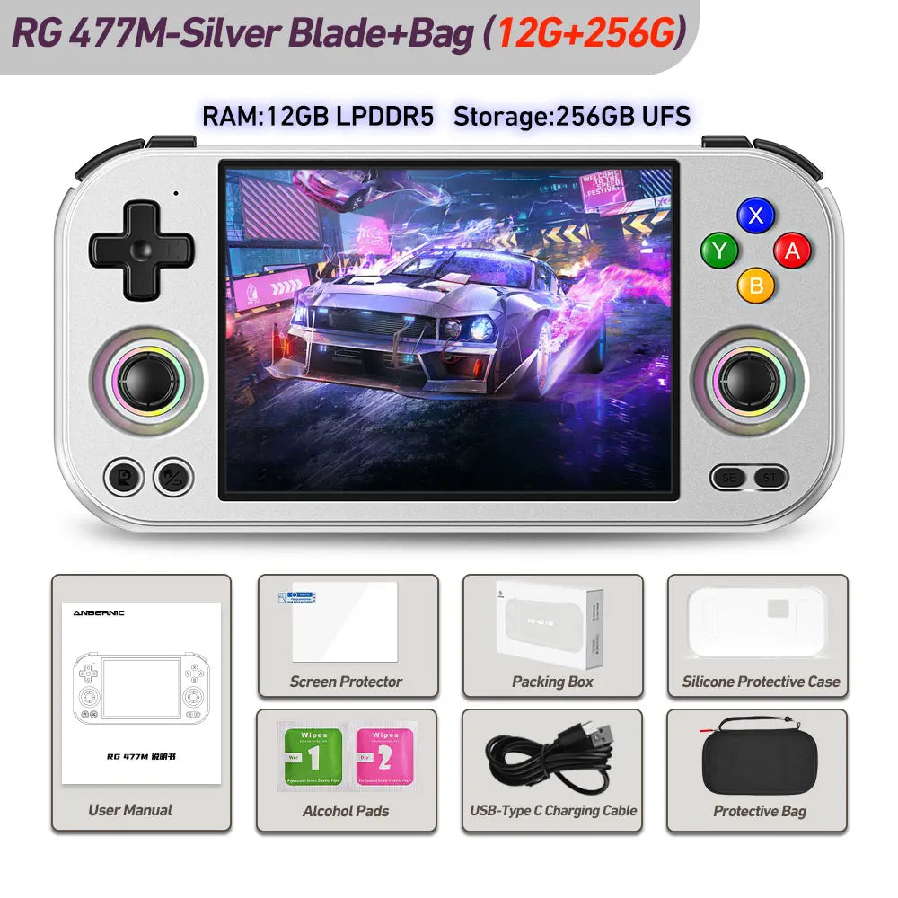 ANBERNIC RG 477M Retro Game Console Android 14 Dimensity 8300 Game Player 4.7-inch LTPS In-Cell Display RGB Hall Joystick RG477M