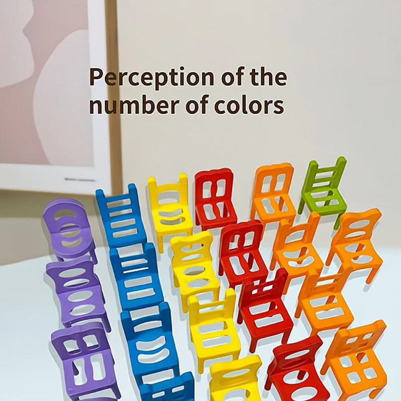 24-42pc folding chair stack children's puzzle toy parent-child interactive game for kids chair stack party juego tabletop games