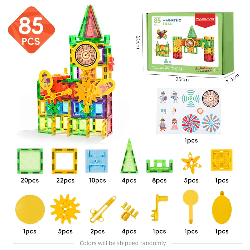 Magplayer Magnetic Building Blocks Construction Set Game Magnet Tiles Children Montessori Educational Toys For Kid Boy Girl Gift