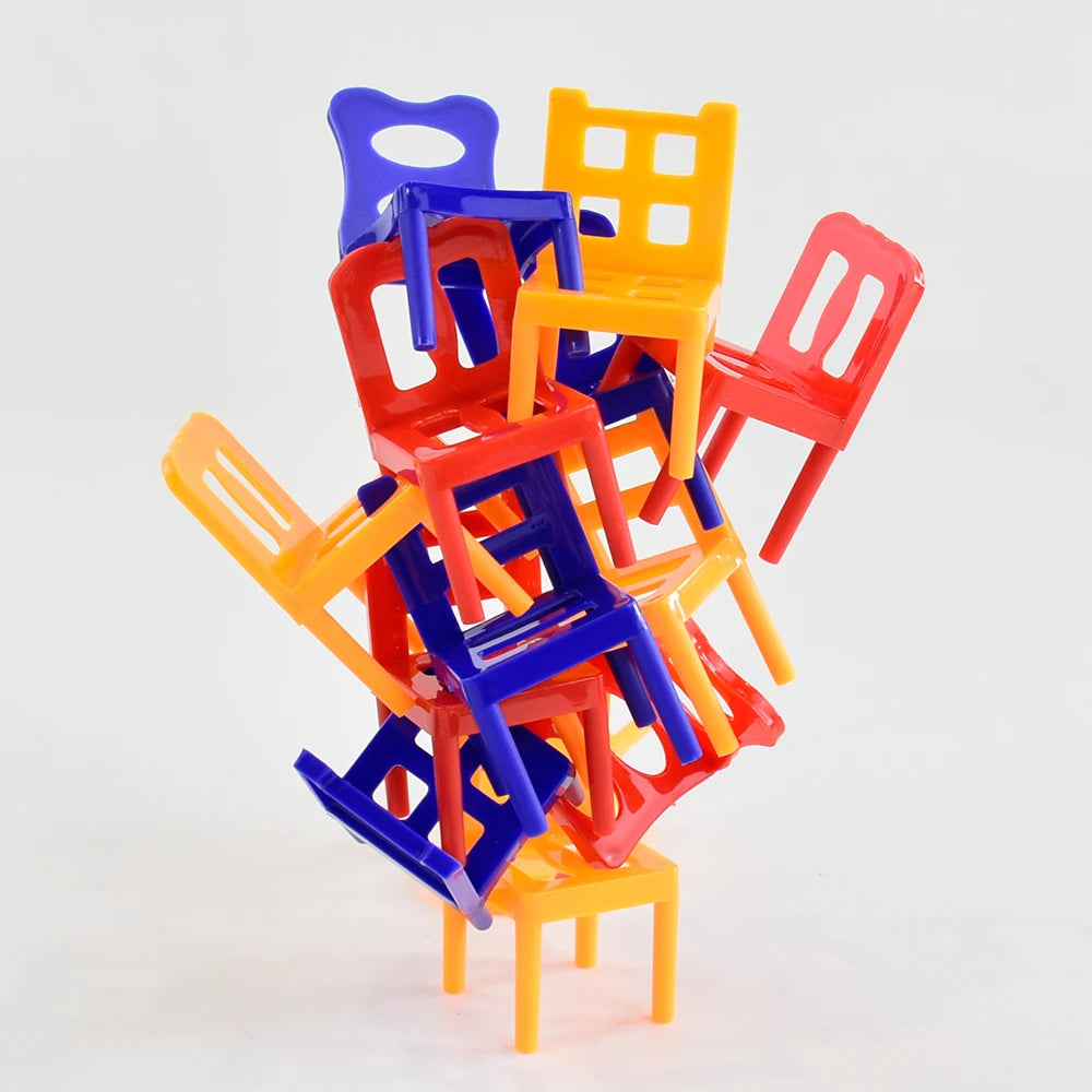 Kids Folding Chair Balanced Toys Desktop Fun Party Game Balance Chairs Adult Children's Stacking Games Interactive Toy Gift