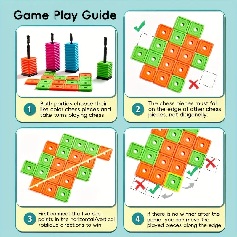 Interactive Desktop Strategy Game with Colorful Pieces, Strategy Board Gam Portable Five-in-a-Row Game for Kids and Adults